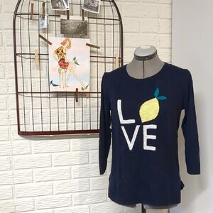 GAP small S Navy Love Lemon Graphic Sweater Cotton